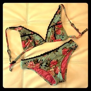 Betsey Johnson Baby Blue Beauty Mark Bikini S/M